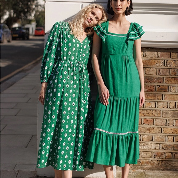 NEW CEFINN Bella tiered linen-blend midi dress - Picture 5 of 9